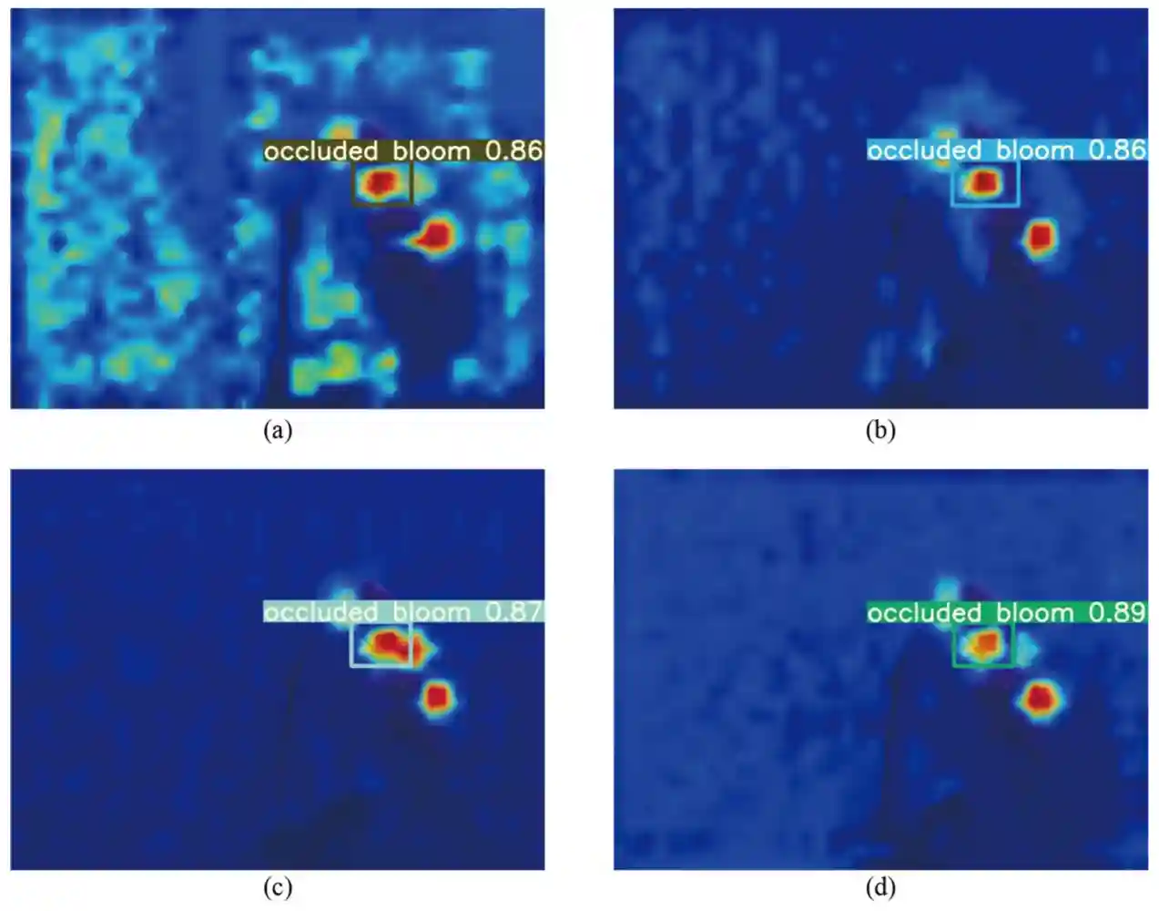 Grad-CAM of the same detected target of four models. Source: Yang et al., 2024