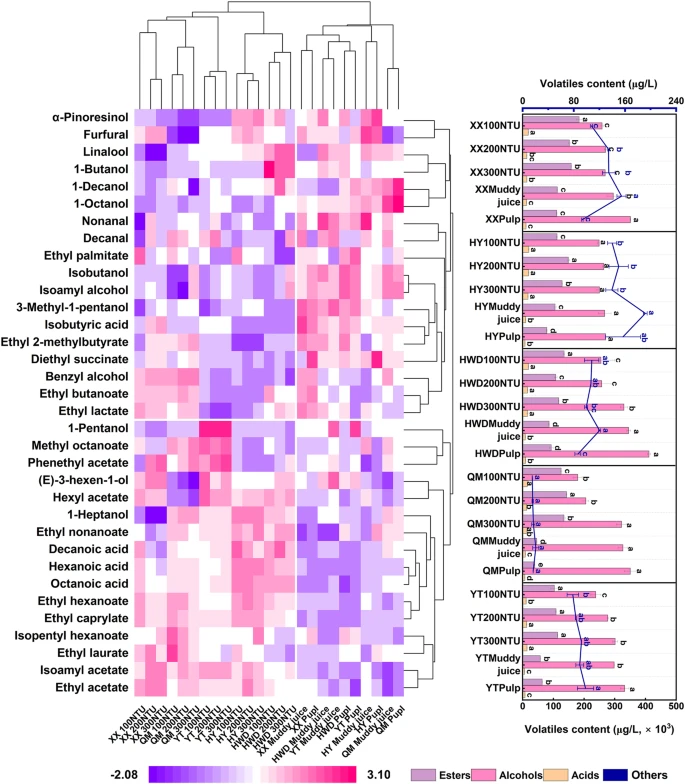 Cluster heat map of volatile compounds. Source: Huang et al., 2024